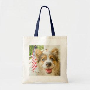 Kutest Baby Animals Patriotic Corgi Puppy Tote Bag