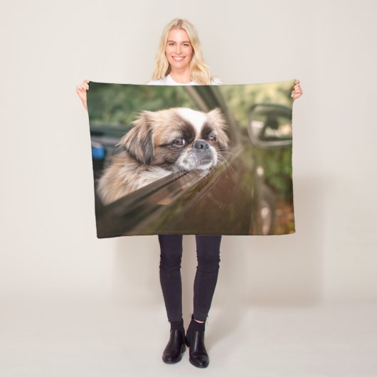 Kutest Baby Animals | Pekingese puppy in auto Fleece Deken (In situ)