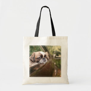 Kutest Baby Animals Pekingese puppy in auto Tote Bag