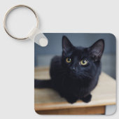 Kutest Baby Animals | Portret van een zwarte kat Sleutelhanger (Voorkant)