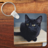 Kutest Baby Animals | Portret van een zwarte kat Sleutelhanger (Voorkant)