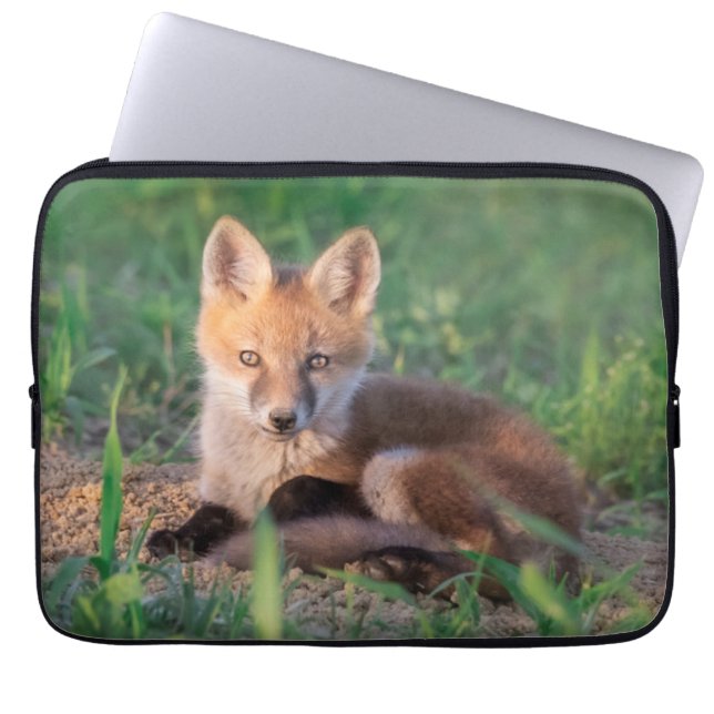 Kutest Baby Animals | Red Fox Kit Relaxing Laptop Sleeve (Voorkant)