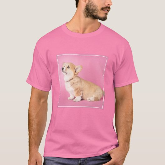 Kutest Baby Animals | Roze Corgi Puppy T-shirt (Voorkant)