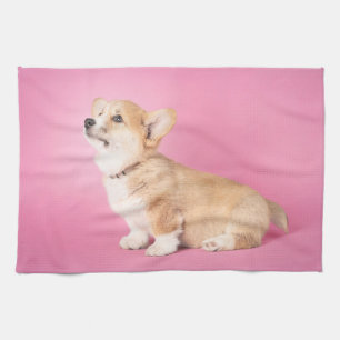 Kutest Baby Animals Roze Corgi Puppy Theedoek