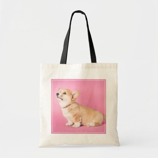 Kutest Baby Animals | Roze Corgi Puppy Tote Bag (Voorkant)