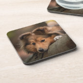 Kutest Baby Animals | Shetland Sheepdog Puppy Bier Onderzetter (Linkerzijde)