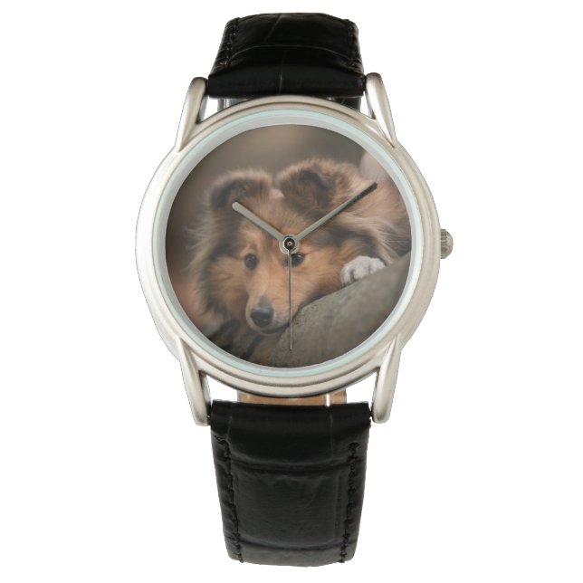 Kutest Baby Animals | Shetland Sheepdog Puppy Horloge (Voorkant)