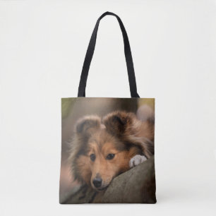 Kutest Baby Animals Shetland Sheepdog Puppy Tote Bag