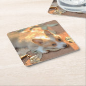 Kutest Baby Animals | Shy Corgi Kartonnen Onderzetters (Schuin)