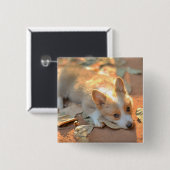 Kutest Baby Animals | Shy Corgi Vierkante Button 5,1 Cm (Voorkant /achterkant)