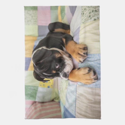 Kutest Baby Animals | Shy Old English Bulldog Theedoek (Verticaal)