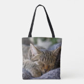 Kutest Baby Animals | Slapen van Tabby Kitten Tote Bag (Achterkant)