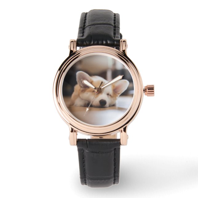 Kutest Baby Animals | Sleepy Corgi Horloge (Voorkant)