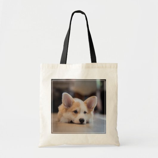 Kutest Baby Animals | Sleepy Corgi Puppy Tote Bag (Voorkant)