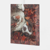 Kutest Baby Animals | Spaniel in najaarsbladeren Glas Ornament (Voorkant links)