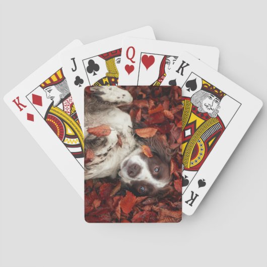 Kutest Baby Animals | Spaniel in najaarsbladeren Pokerkaarten (Achterkant)