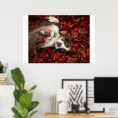Kutest Baby Animals | Spaniel in najaarsbladeren Poster (Thuiskantoor)