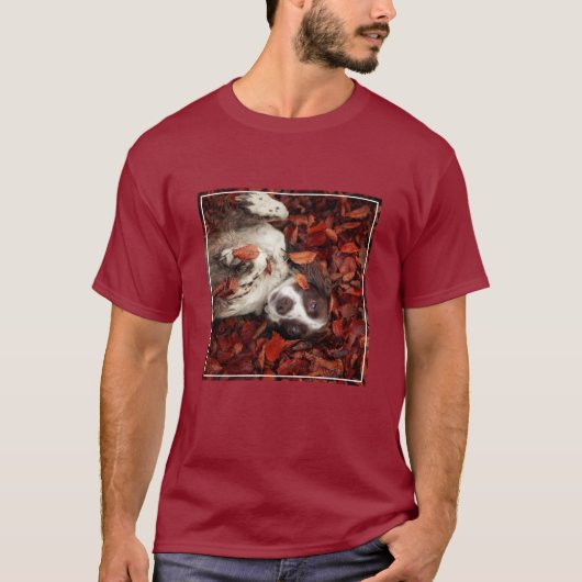 Kutest Baby Animals | Spaniel in najaarsbladeren T-shirt (Voorkant)