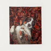 Kutest Baby Animals | Spaniel in najaarsbladeren Wandkleed (Voorkant)