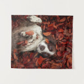 Kutest Baby Animals | Spaniel in najaarsbladeren Wandkleed (Voorkant (horizontaal))