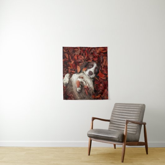Kutest Baby Animals | Spaniel in najaarsbladeren Wandkleed (In situ)