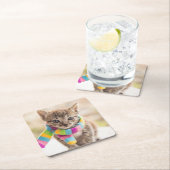 Kutest Baby Animals | Tabby Kitten Rainbow Scarf Kartonnen Onderzetters (Insitu)