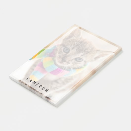 Kutest Baby Animals | Tabby Kitten Rainbow Scarf Post-it® Notes (Schuin)