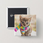 Kutest Baby Animals | Tabby Kitten Rainbow Scarf Vierkante Button 5,1 Cm (Voorkant /achterkant)