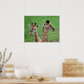 Kutest Baby Animals | Twee Baby Giraffe Poster (Keuken)