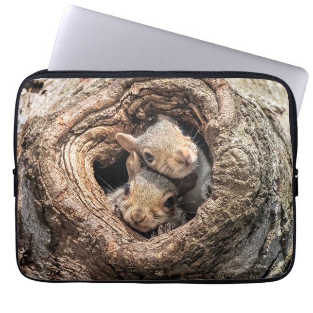Kutest Baby Animals | Twee jonge eekhoorns Laptop Sleeve (Voorkant)