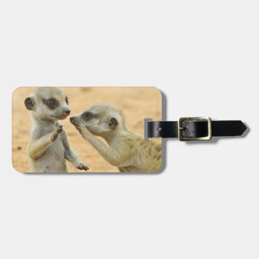Kutest Baby Animals | Twee jonge Meerkats Bagagelabel (Voorkant horizontaal)