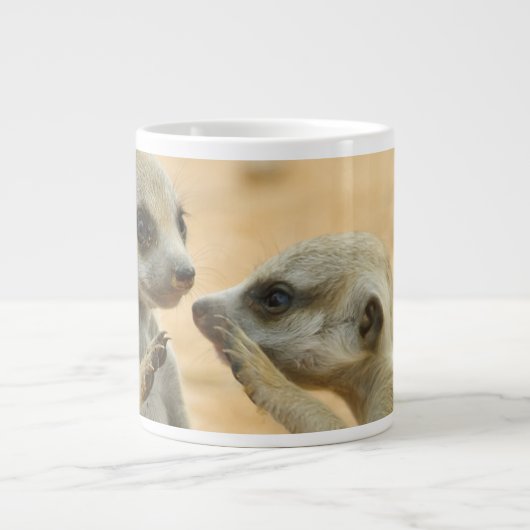 Kutest Baby Animals | Twee jonge Meerkats Grote Koffiekop (Voorkant)
