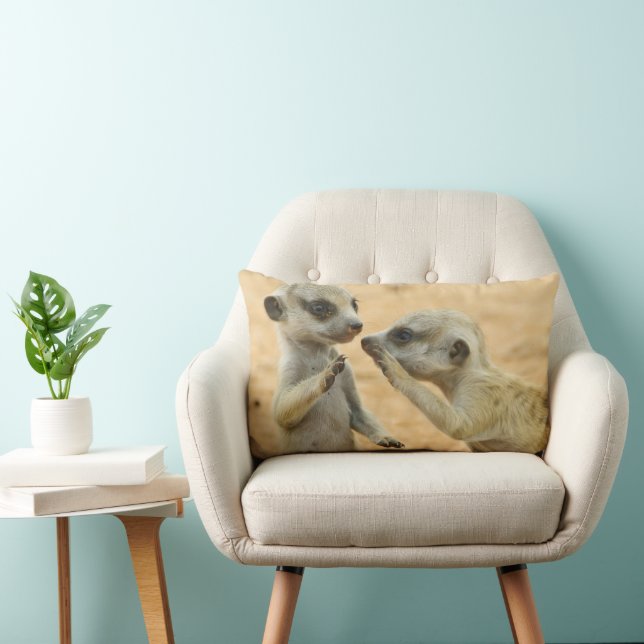 Kutest Baby Animals | Twee jonge Meerkats Kussen (Stoel)