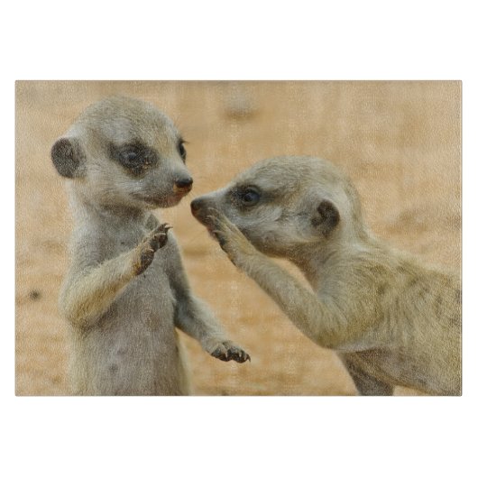 Kutest Baby Animals | Twee jonge Meerkats Snijplank (Voorkant)