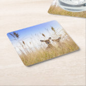 Kutest Baby Animals | Twee jonge Witte Gedetaillee Kartonnen Onderzetters (Schuin)