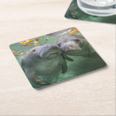 Kutest Baby Animals | Twee lamantijnen Kartonnen Onderzetters (Schuin)