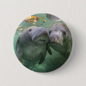 Kutest Baby Animals | Twee lamantijnen Ronde Button 5,7 Cm (Voorkant)