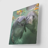 Kutest Baby Animals | Twee lamantijnen Vierkante Klok (Hoek)