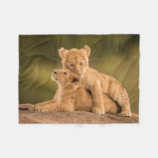 Kutest Baby Animals | Twee lionkubussen Fleece Deken (Voorkant (Horizontaal))