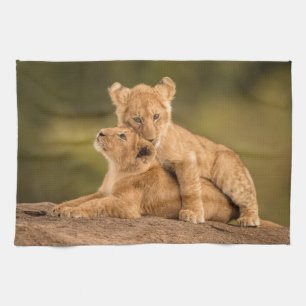 Kutest Baby Animals   Twee lionkubussen Theedoek