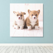 Kutest Baby Animals | Twee vergaderingen van de Ba Canvas Afdruk (Insitu (Houten vloer))