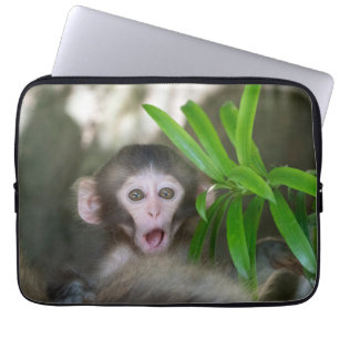 Kutest Baby Animals Verrassde sneeuwaap Laptop Sleeve