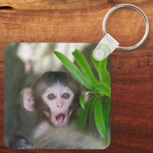 Kutest Baby Animals | Verrassde sneeuwaap Sleutelhanger (Achterkant)