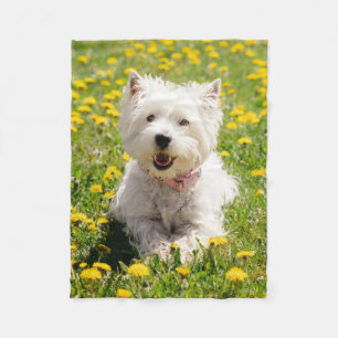 Kutest Baby Animals   Westie Dog in Dandelions Fleece Deken