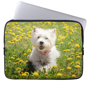 Kutest Baby Animals   Westie Dog in Dandelions Laptop Sleeve