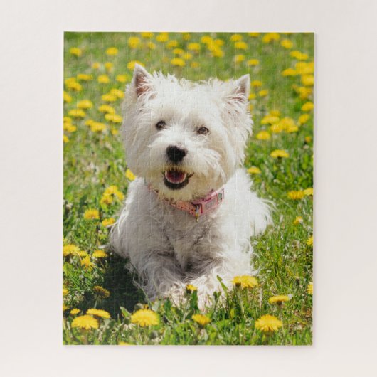 Kutest Baby Animals | Westie Dog in Dandelions Legpuzzel (Verticaal)