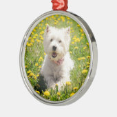 Kutest Baby Animals | Westie Dog in Dandelions Metalen Ornament (Links)