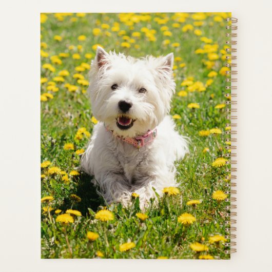 Kutest Baby Animals | Westie Dog in Dandelions Planner (Achterkant)