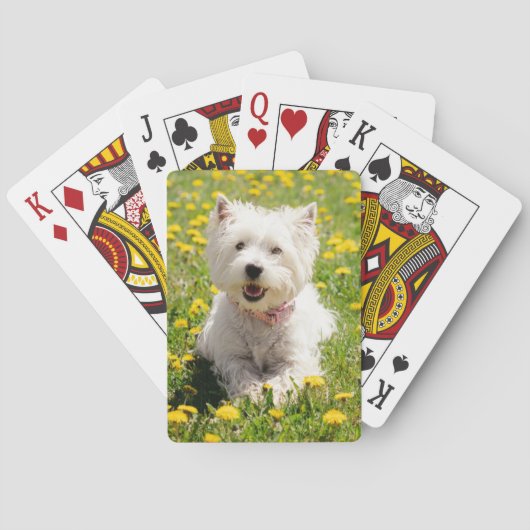 Kutest Baby Animals | Westie Dog in Dandelions Pokerkaarten (Achterkant)