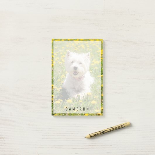 Kutest Baby Animals | Westie Dog in Dandelions Post-it® Notes (Op bureau)